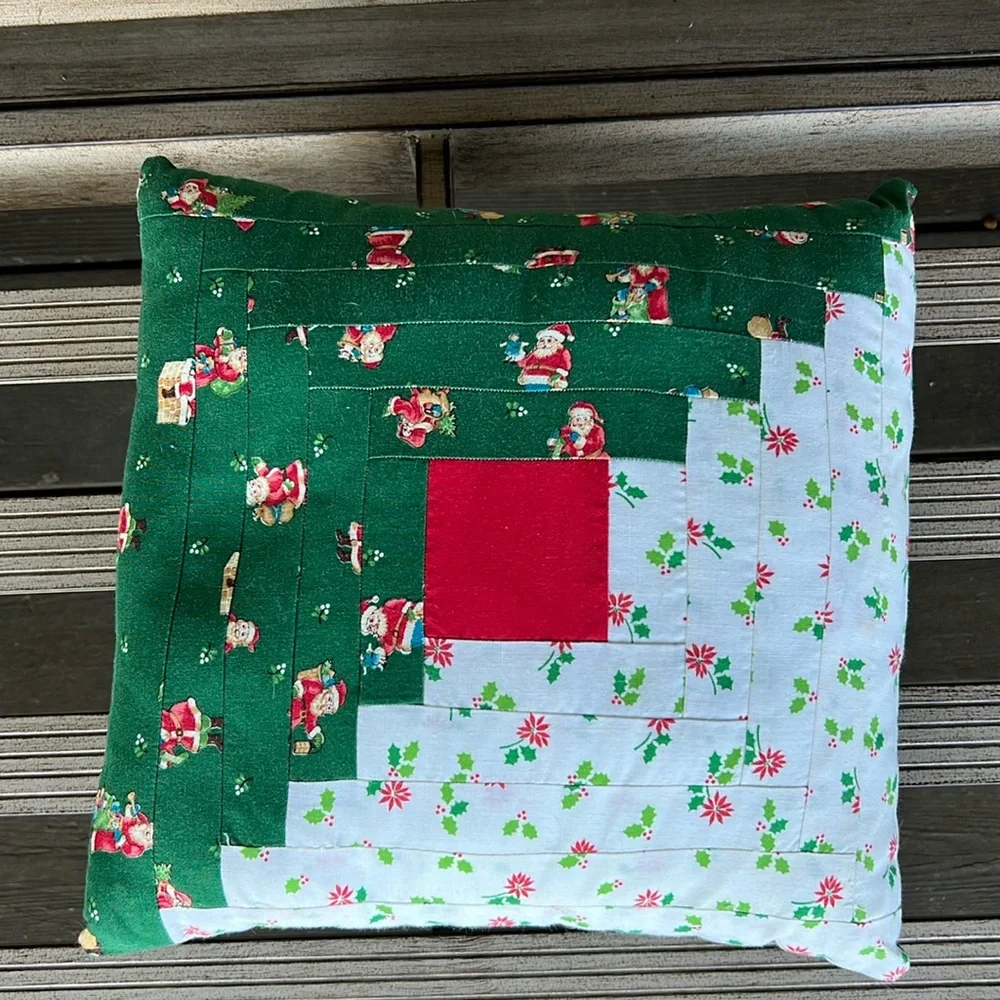 Vintage handmade Christmas pillow 12 in by 12 in